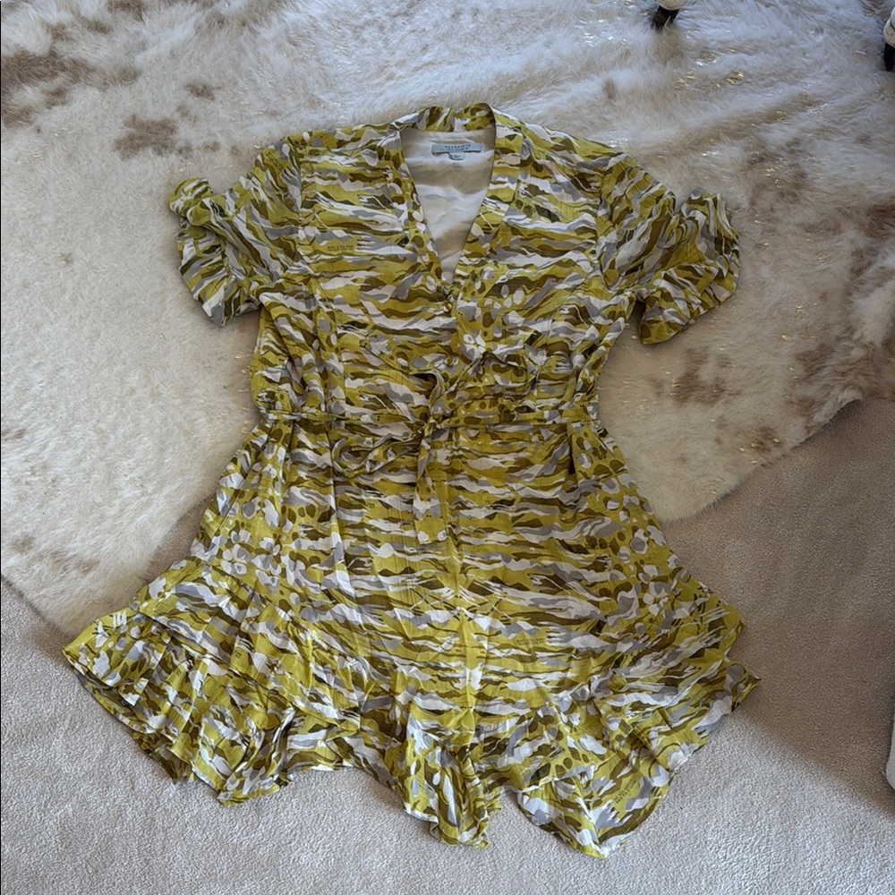 All Saints Yellow and White Patterned Dress